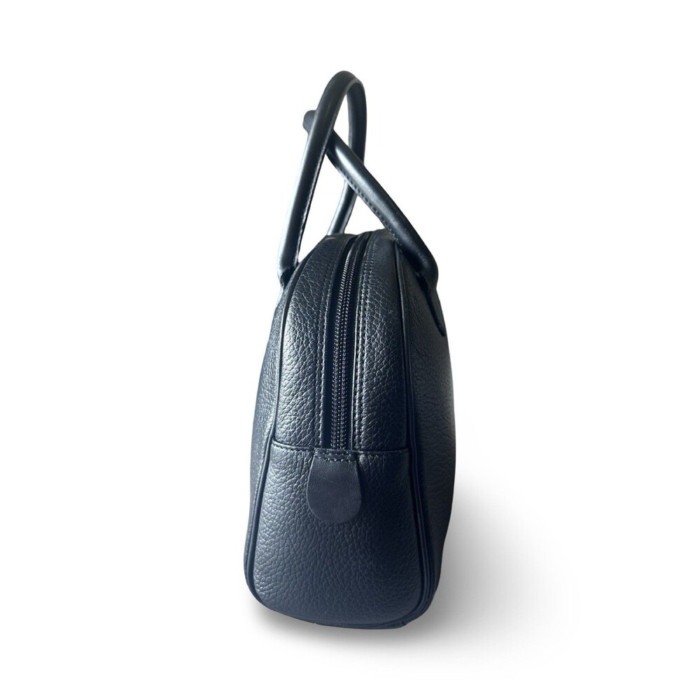 Burberry black pebbled leather top handle handbag Nova Check Interior - Picture 10 of 16